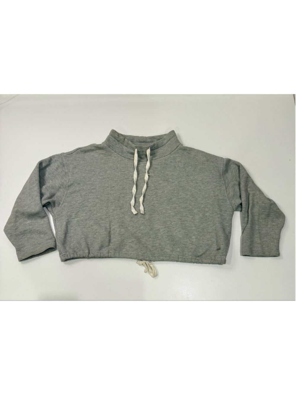Forever 21 Cropped Funnel Neck Drawstring Sweatshirt Gray Size M b4